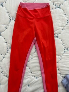 Willow Red Leggings with Pink Trim